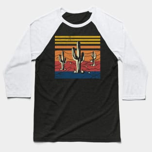 Retro Vintage Saguaro Cactus Cactus Sunset Desert Cactaceae Baseball T-Shirt